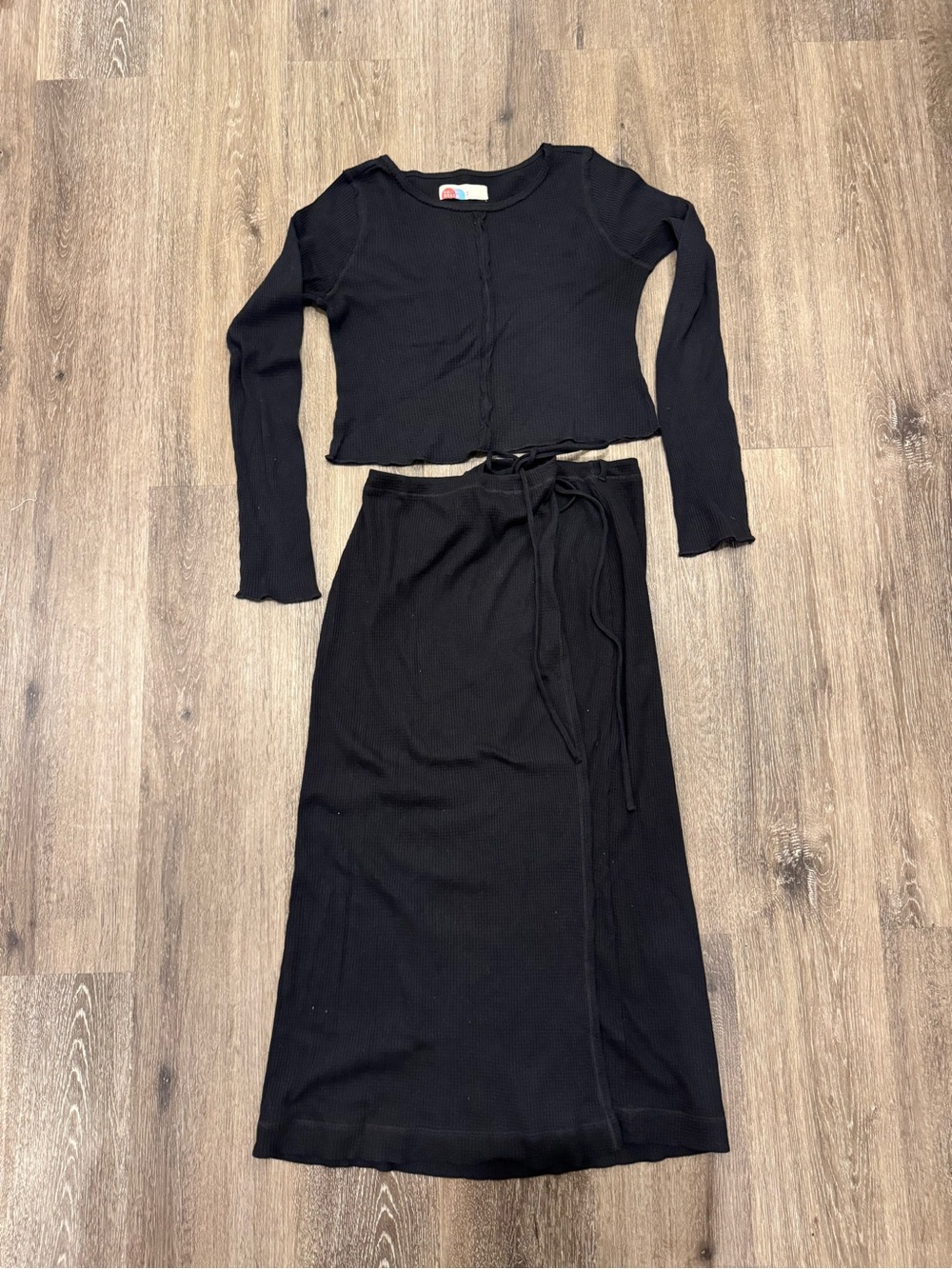 Free People Two-Piece Wrap Skirt Set in Black Size Medium